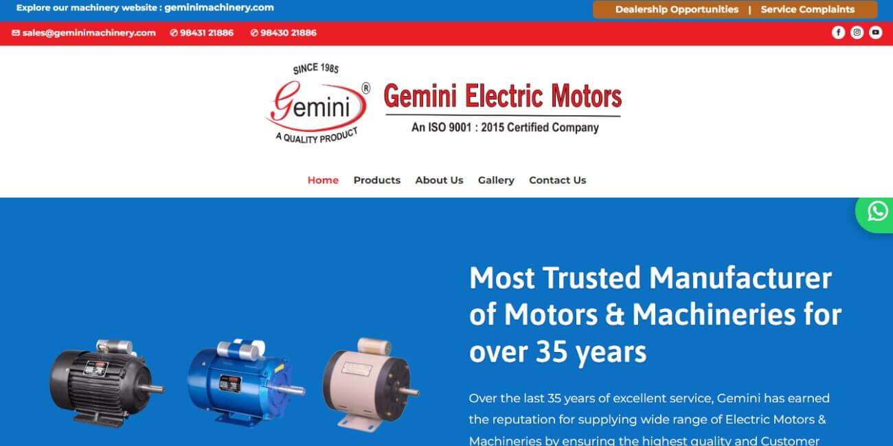 electric motors business website