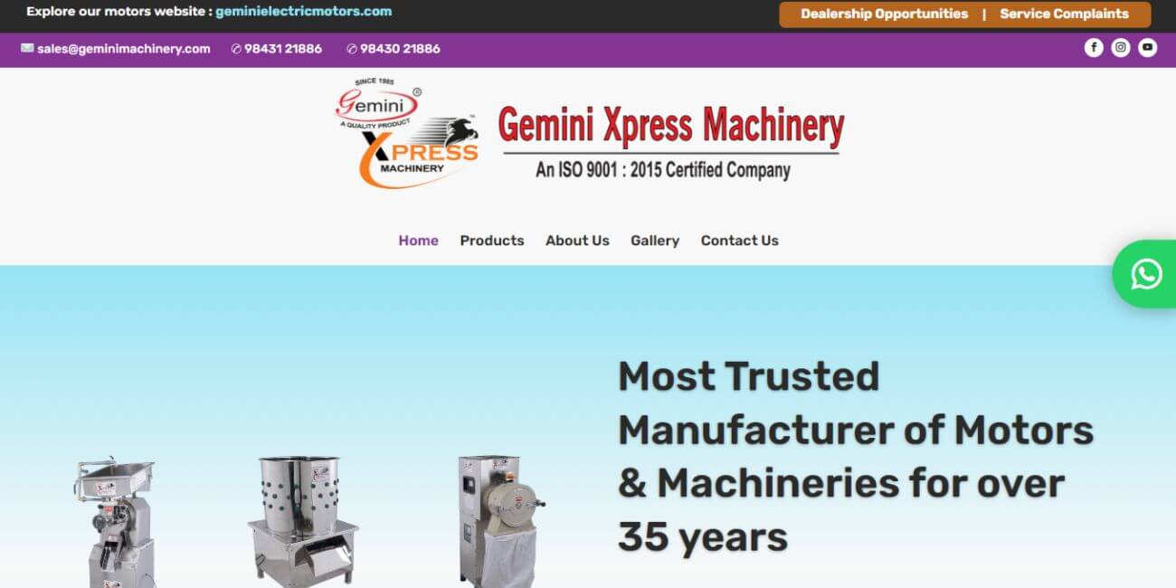 machinery business website designer in coimbatore