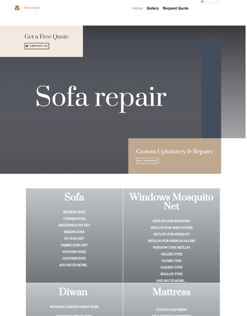 sofa repair business website designer in tamilnadu